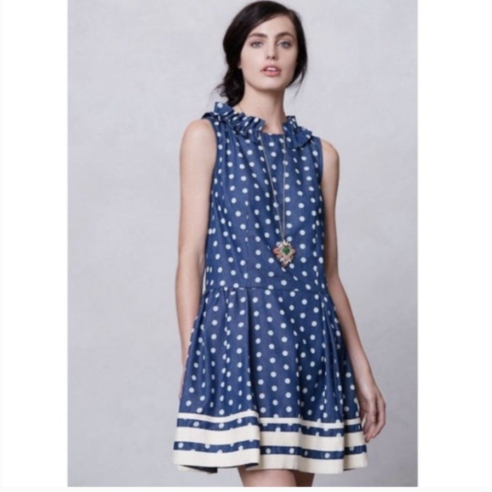 Anthropologie Karen Walker runaway polka dot chambray dress